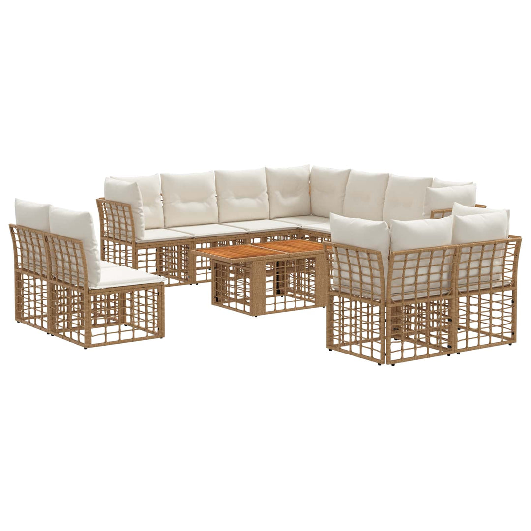 Havesofa Sæt 12 stk. Naturlig og Creme Hvid polyrattan