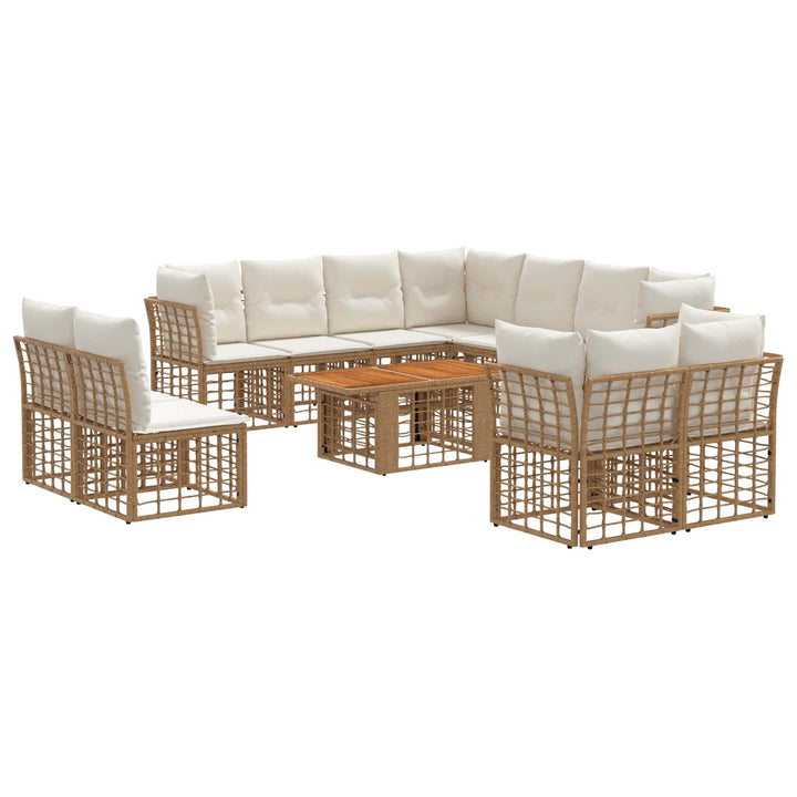 Havesofa Sæt 12 stk. Naturlig og Creme Hvid polyrattan