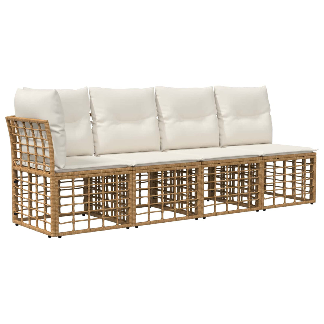 Havesofa Sæt 14 stk. Naturlig og Creme Hvid polyrattan