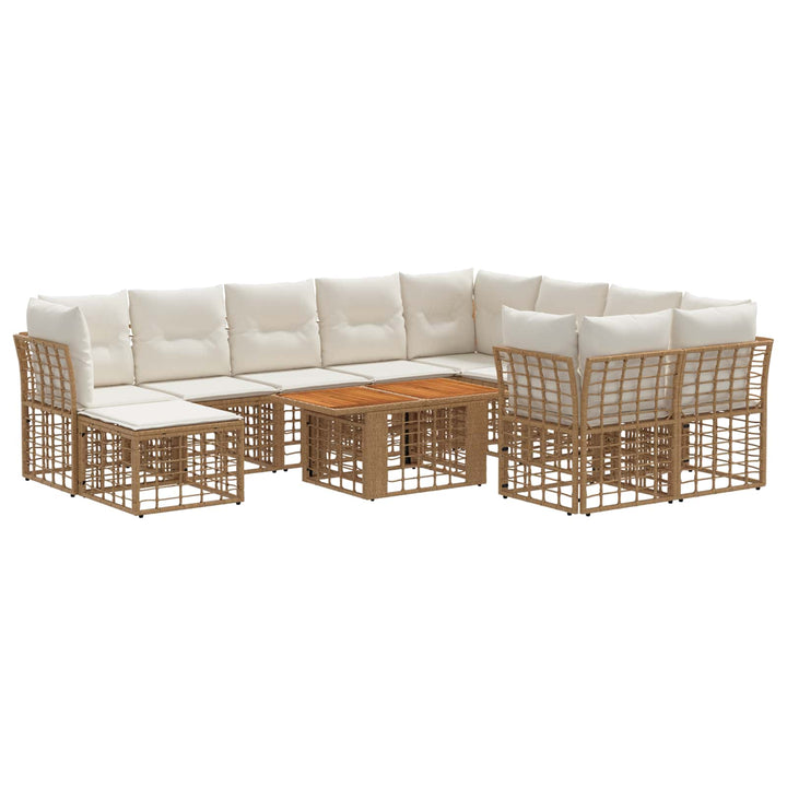 Havesofa Sæt 11 stk. Naturlig og Creme Hvid polyrattan