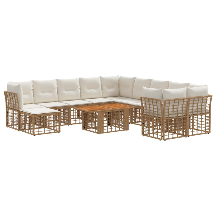 Havesofa Sæt 12 stk. Naturlig og Creme Hvid polyrattan