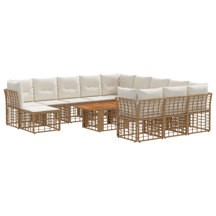 Havesofa Sæt 13 stk. Naturlig og Creme Hvid polyrattan