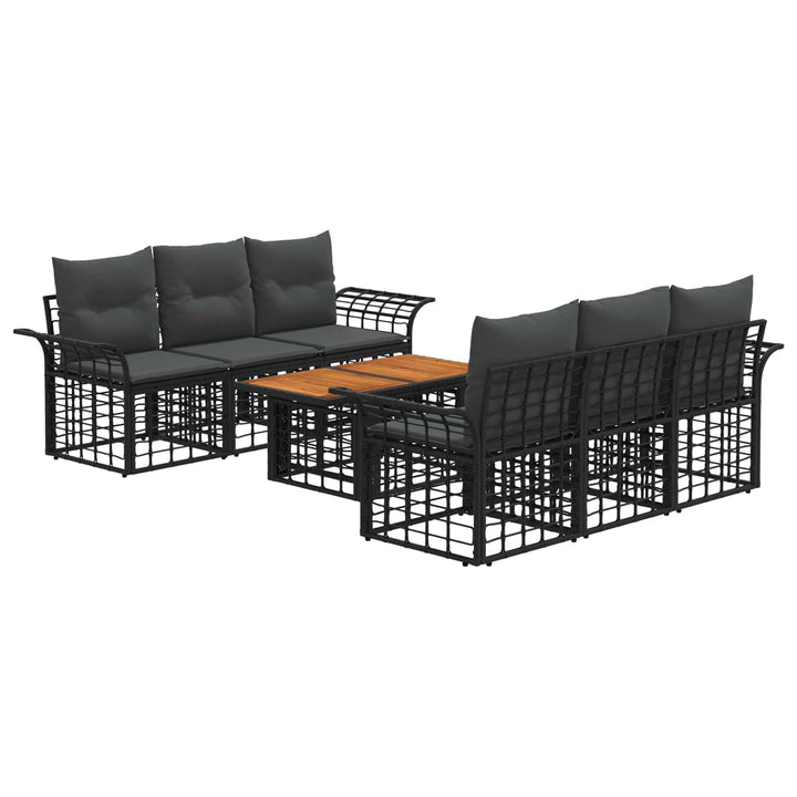 Havesofa Sæt 7 stk. Sort og Mørkegrå polyrattan