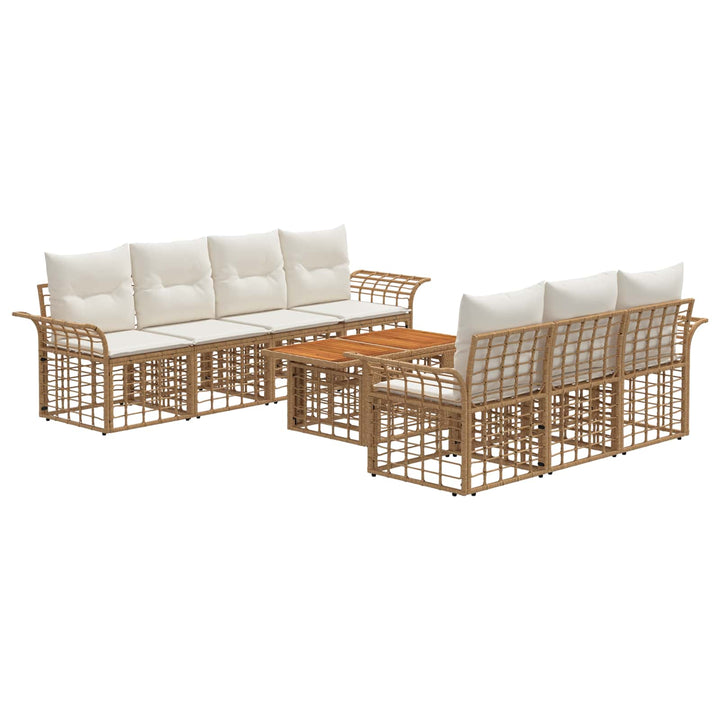 Havesofa Sæt 8 stk. Naturlig og Creme Hvid polyrattan