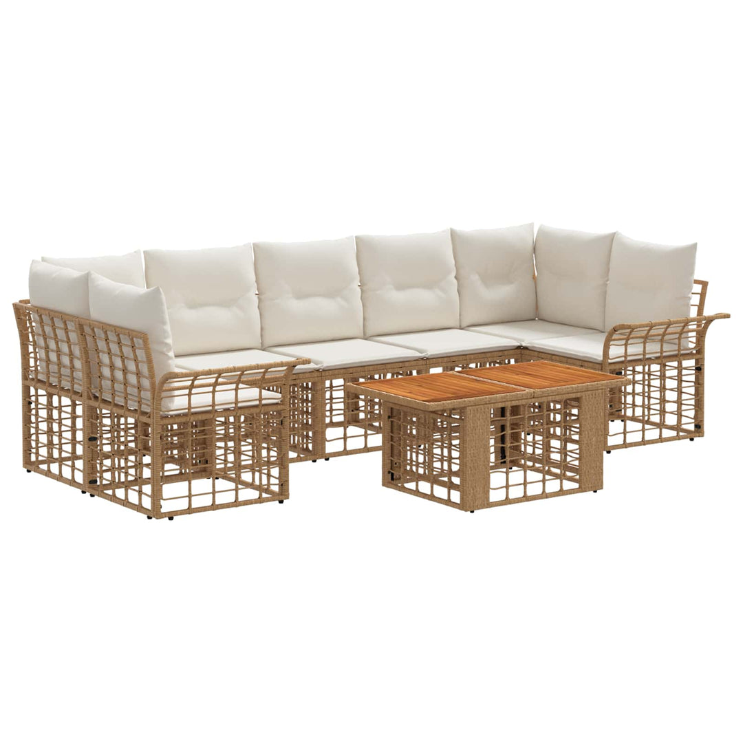 Havesofa Sæt 8 stk. Naturlig og Creme Hvid polyrattan