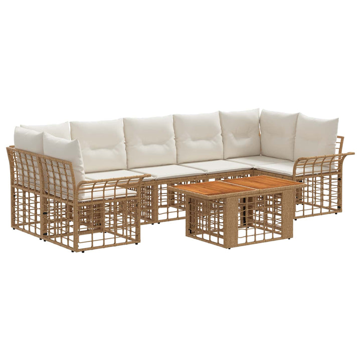 Havesofa Sæt 8 stk. Naturlig og Creme Hvid polyrattan