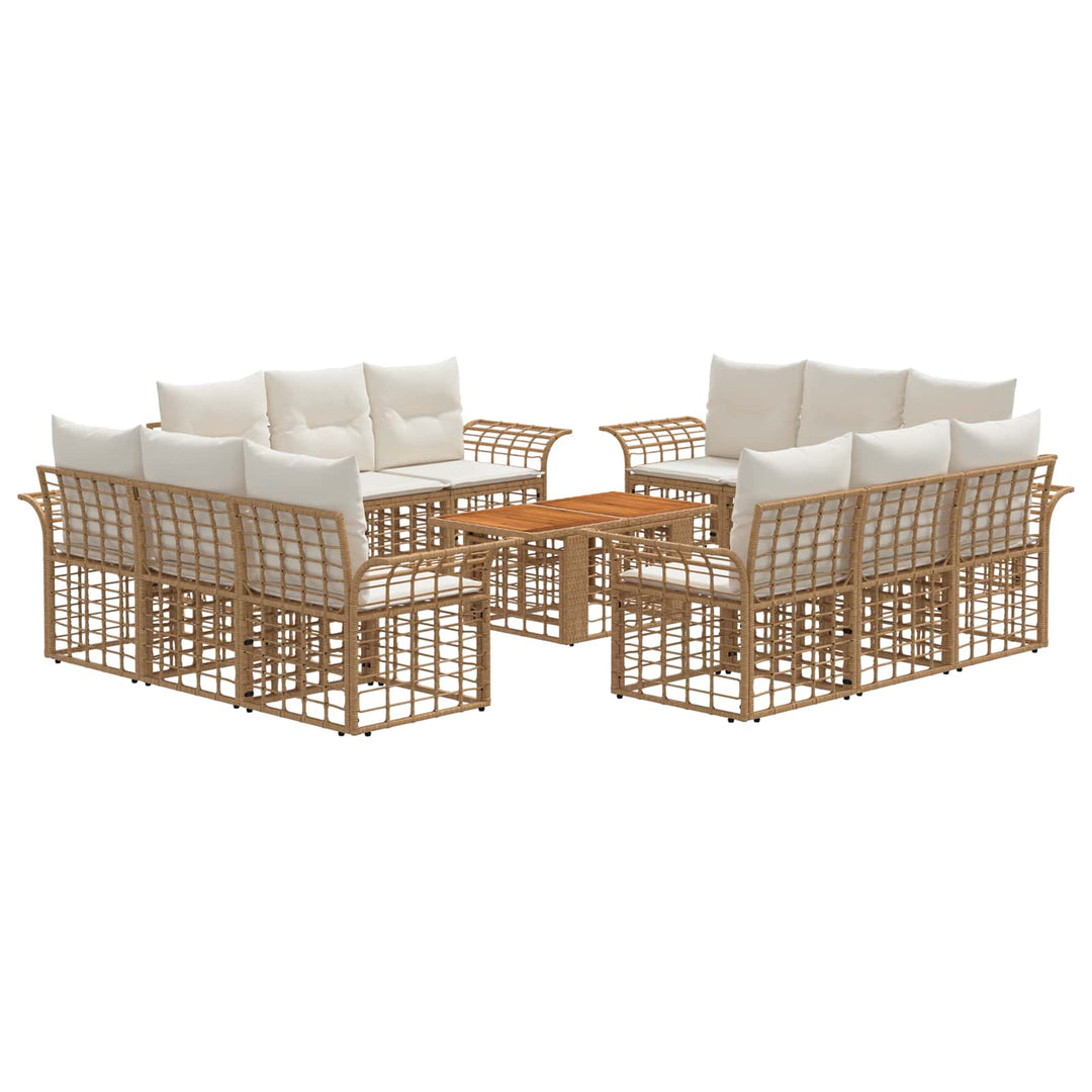 Havesofa Sæt 13 stk. Naturlig og Creme Hvid polyrattan
