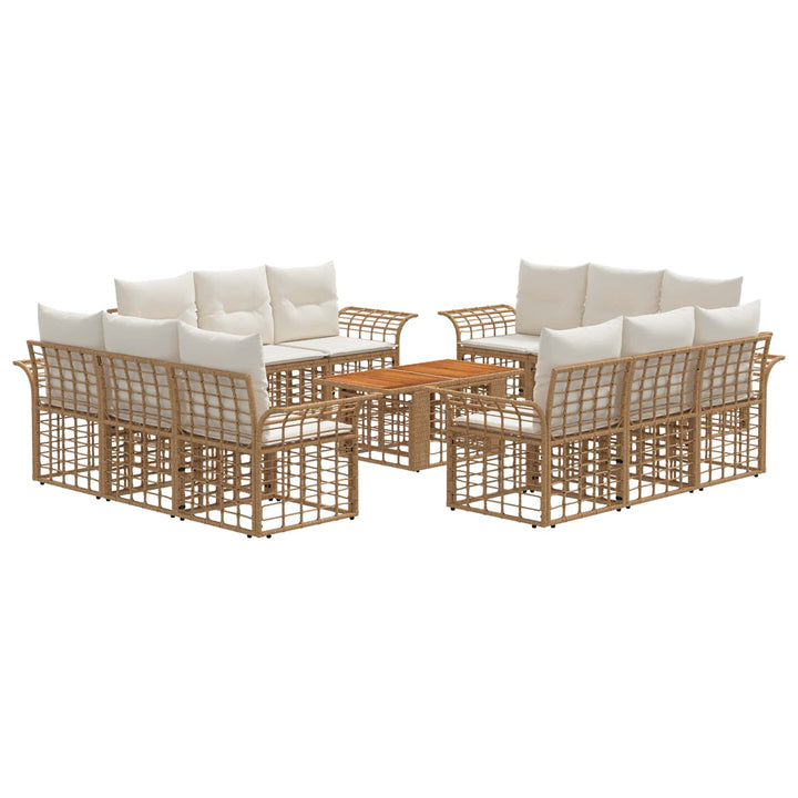 Havesofa Sæt 13 stk. Naturlig og Creme Hvid polyrattan