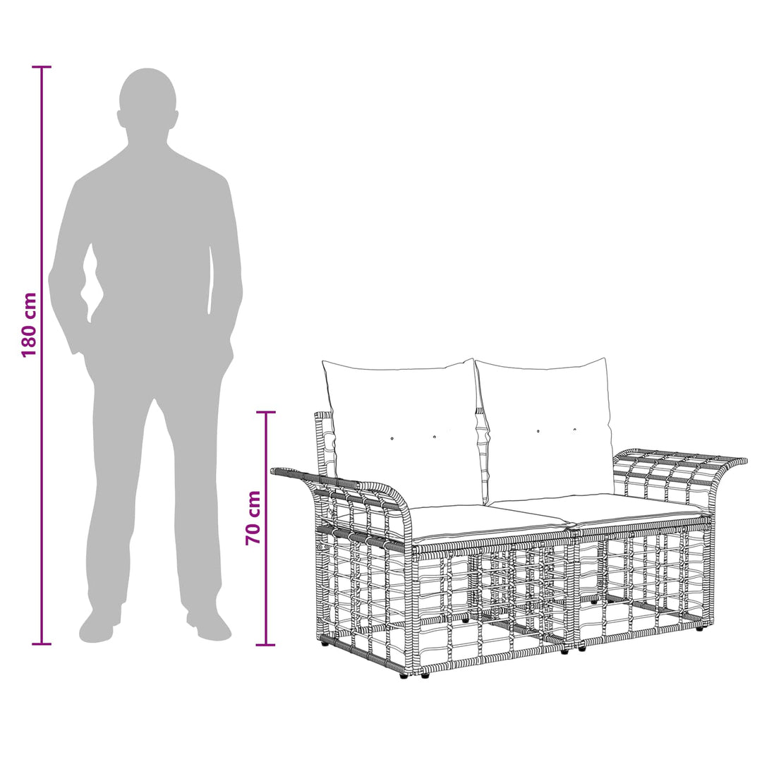 Havesofa Sæt 6 stk. Sort og Mørkegrå polyrattan