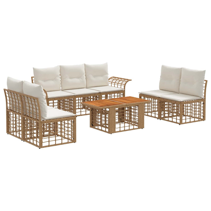 Havesofa Sæt 8 stk. Naturlig og Creme Hvid polyrattan