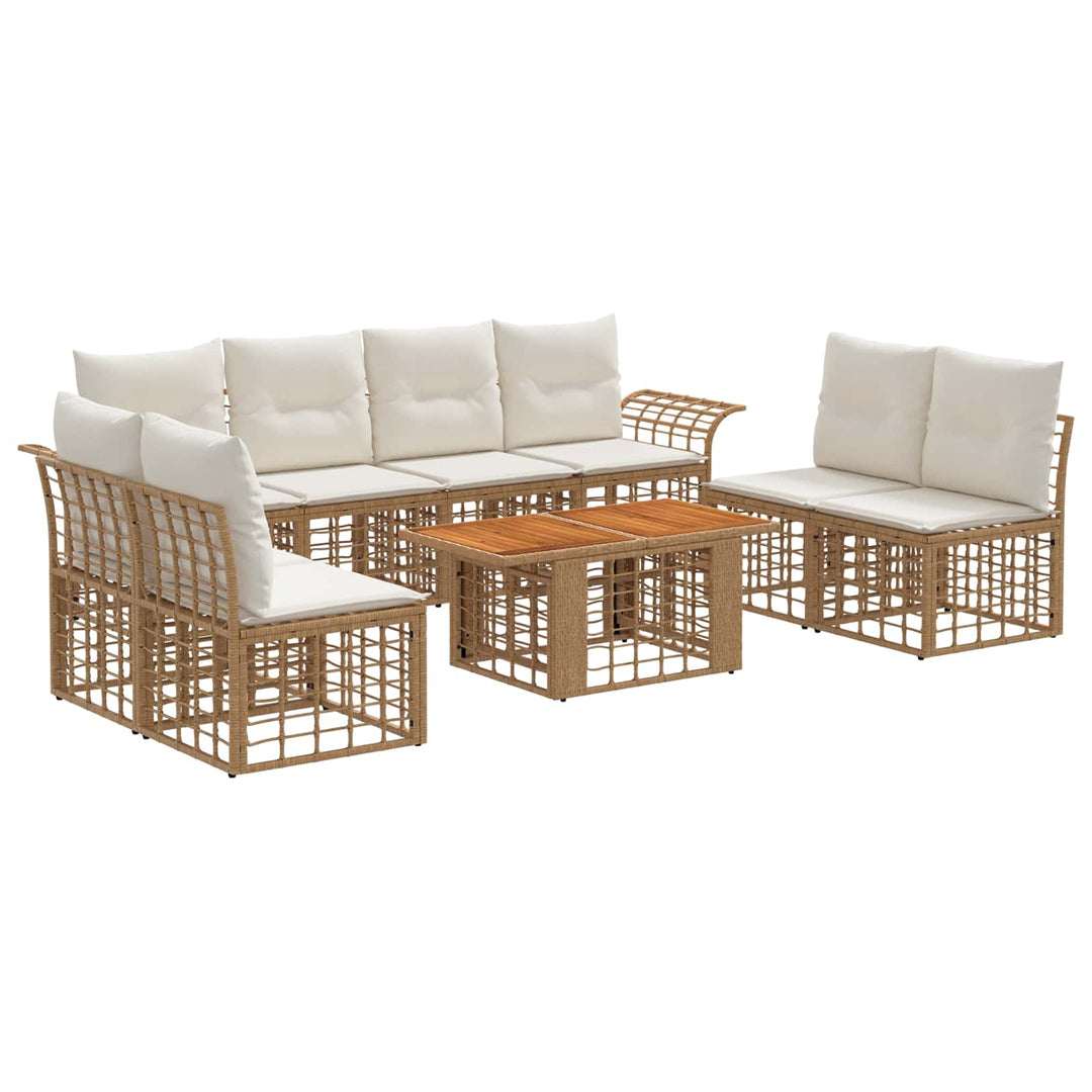Havesofa Sæt 9 stk. Naturlig og Creme Hvid polyrattan