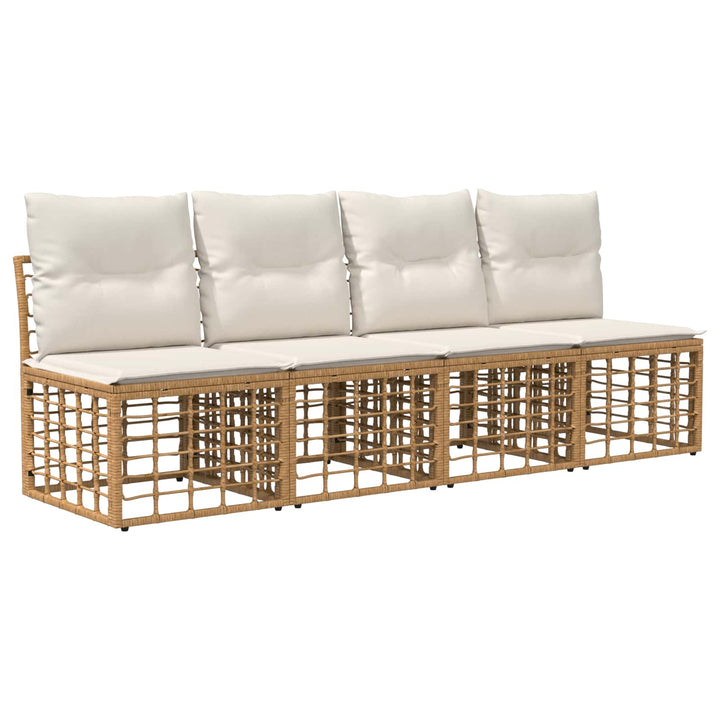Havesofa Sæt 9 stk. Naturlig og Creme Hvid polyrattan