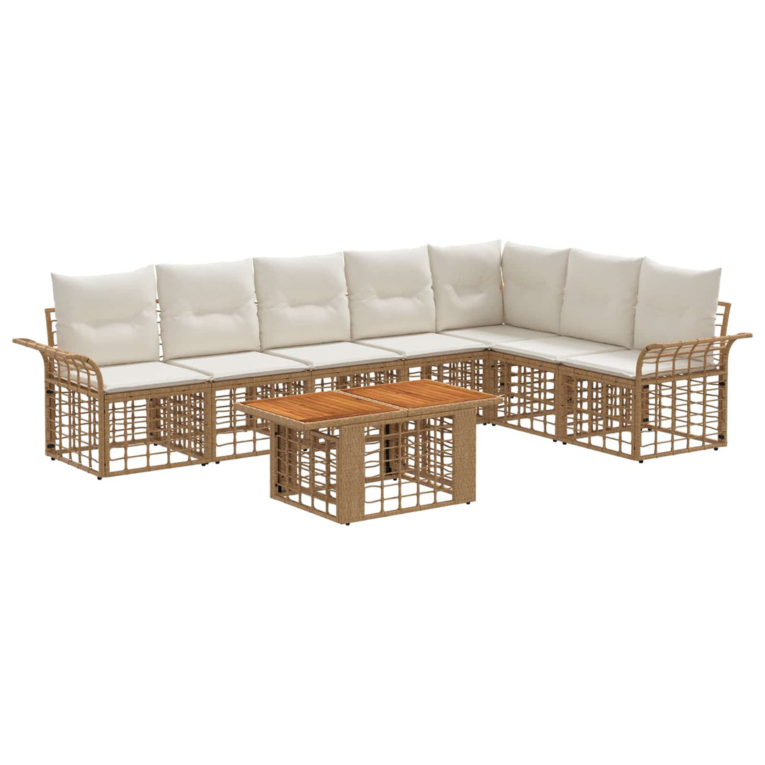 Havesofa Sæt 8 stk. Naturlig og Creme Hvid polyrattan