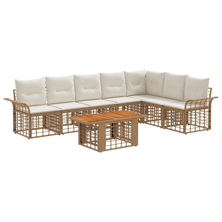 Havesofa Sæt 8 stk. Naturlig og Creme Hvid polyrattan
