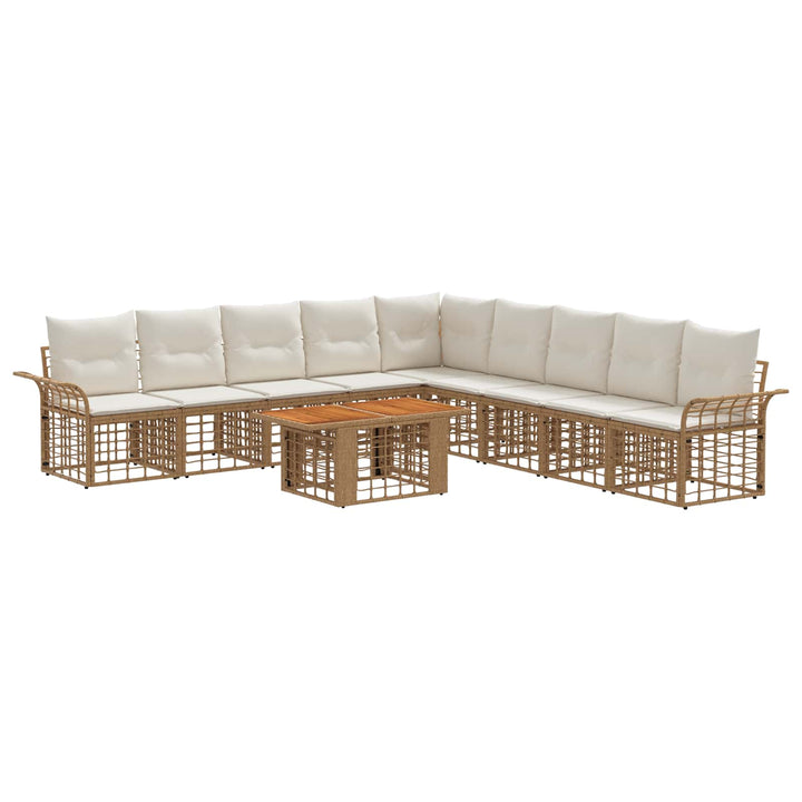 Havesofa Sæt 10 stk. Naturlig og Creme Hvid polyrattan