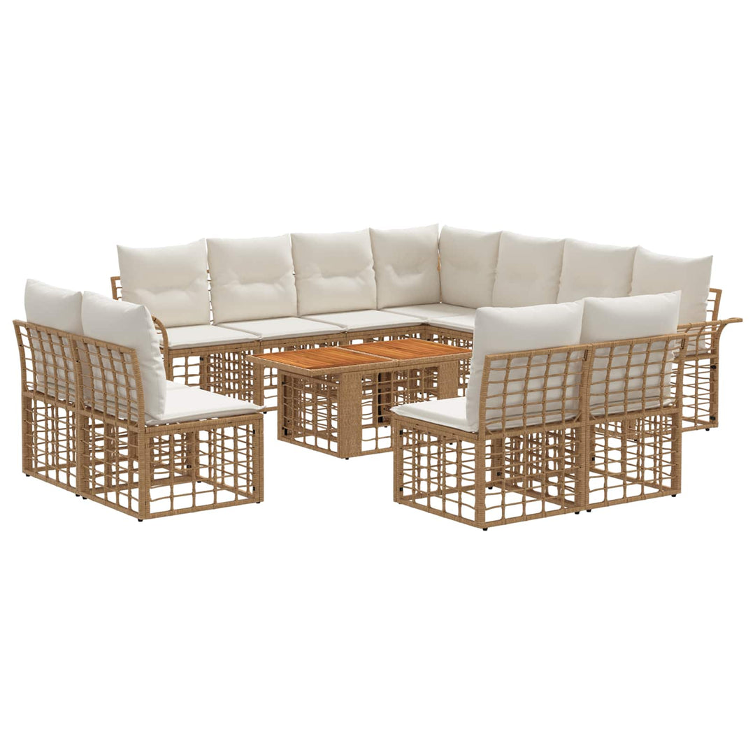 Havesofa Sæt 12 stk. Naturlig og Creme Hvid polyrattan