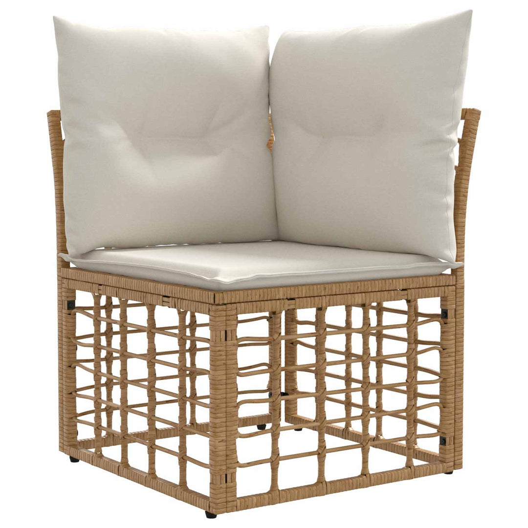 Havesofa Sæt 10 stk. Naturlig og Creme Hvid polyrattan