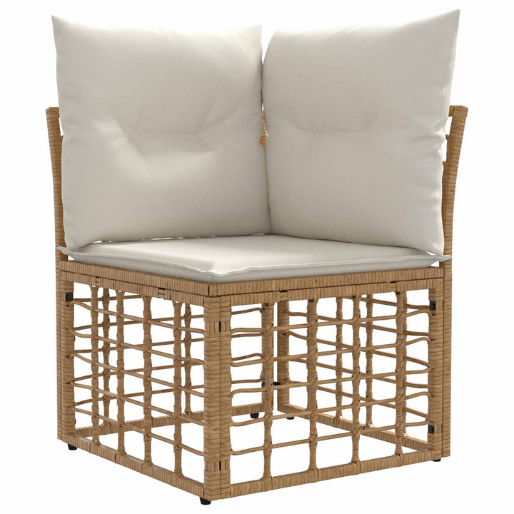 Havesofa Sæt 10 stk. Naturlig og Creme Hvid polyrattan