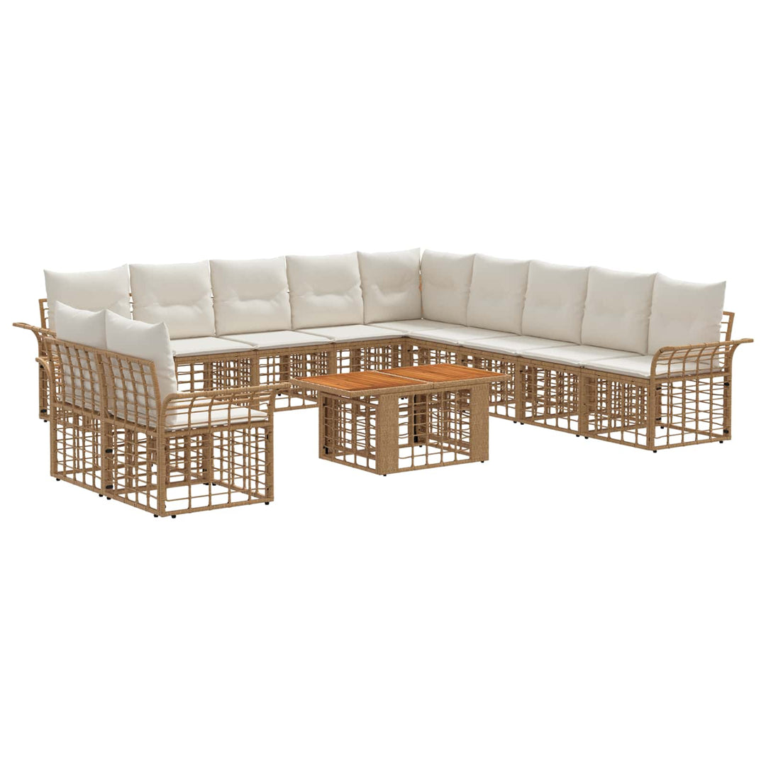 Havesofa Sæt 12 stk. Naturlig og Creme Hvid polyrattan