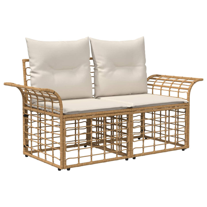 Havesofa Sæt 9 stk. Naturlig og Creme Hvid polyrattan