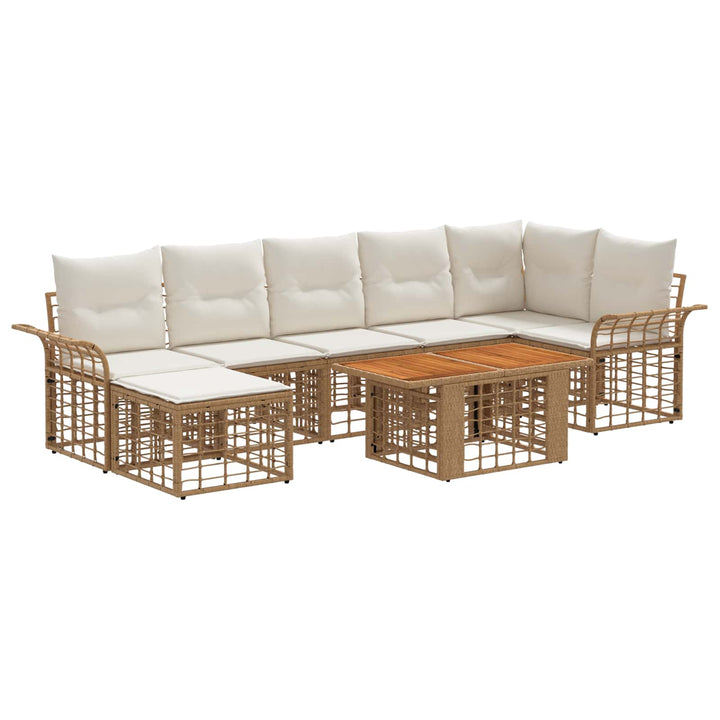 Havesofa Sæt 8 stk. Naturlig og Creme Hvid polyrattan
