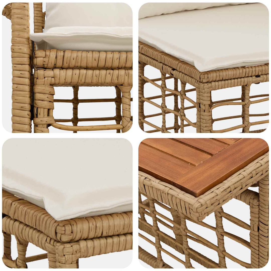 Havesofa Sæt 8 stk. Naturlig og Creme Hvid polyrattan