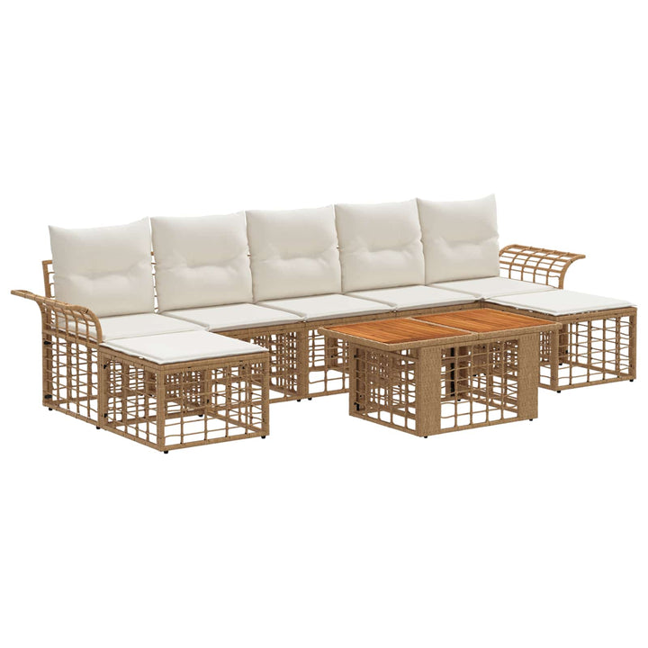 Havesofa Sæt 8 stk. Naturlig og Creme Hvid polyrattan