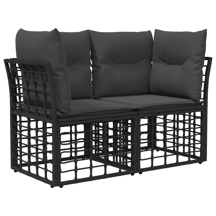 Havesofa Sæt 10 stk. Sort og Mørkegrå polyrattan