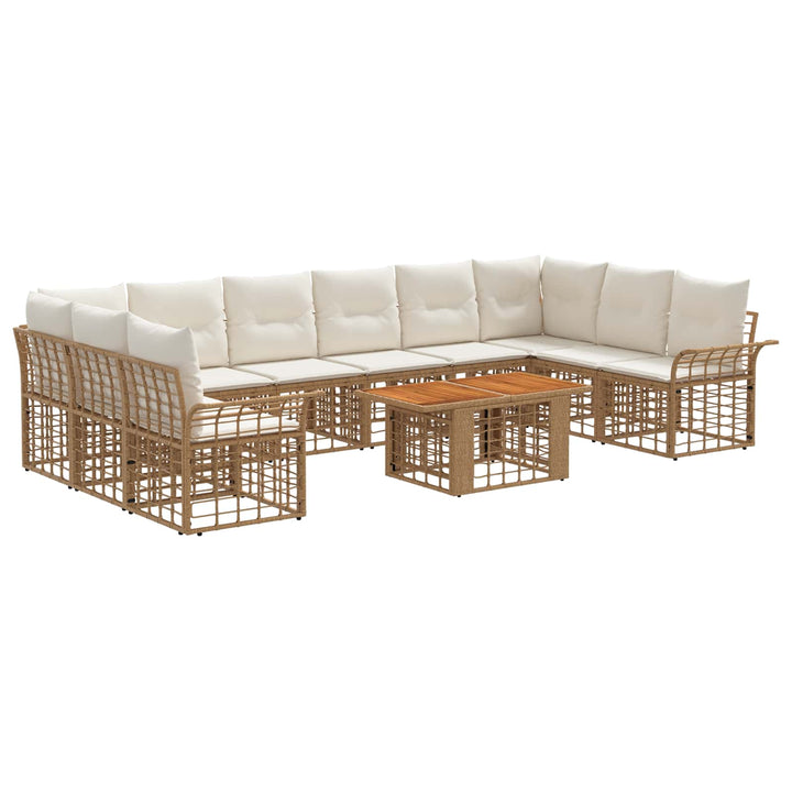 Havesofa Sæt 11 stk. Naturlig og Creme Hvid polyrattan
