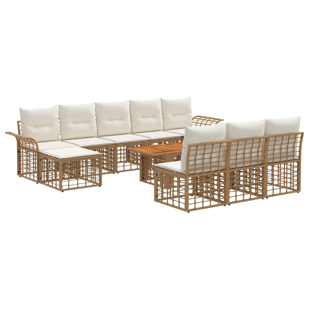 Havesofa Sæt 11 stk. Naturlig og Creme Hvid polyrattan