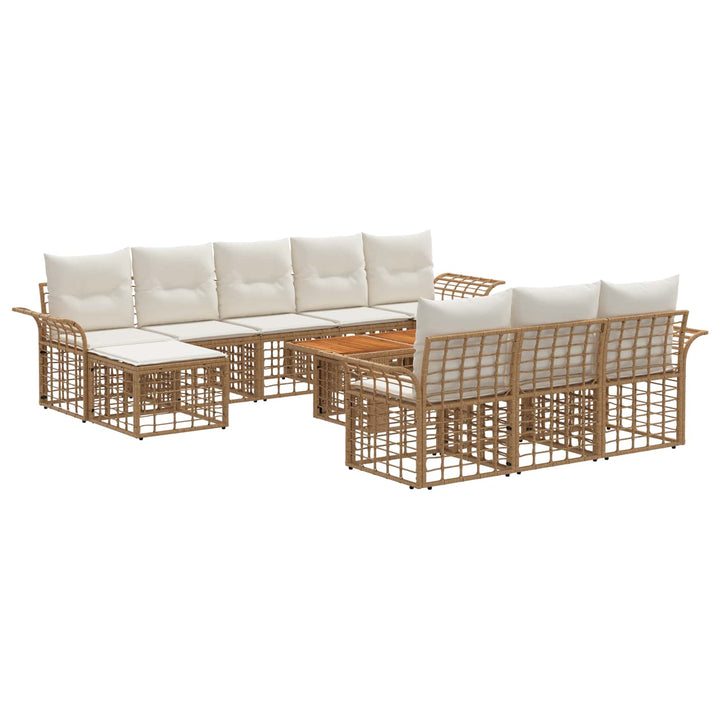 Havesofa Sæt 11 stk. Naturlig og Creme Hvid polyrattan