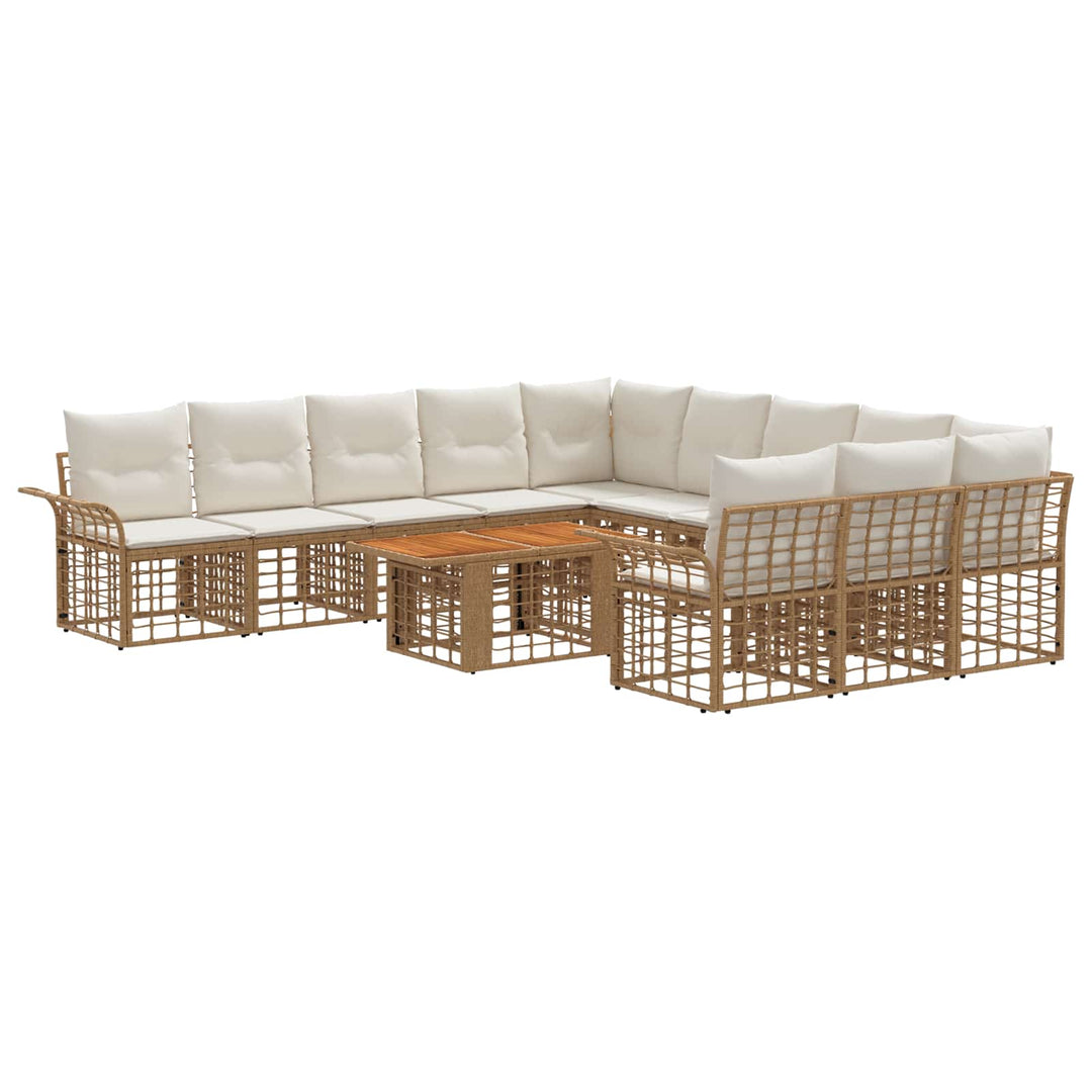 Havesofa Sæt 12 stk. Naturlig og Creme Hvid polyrattan