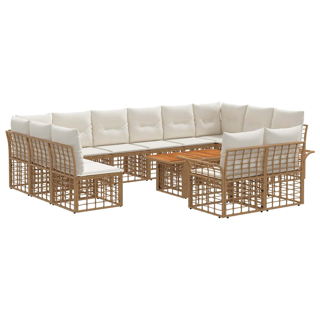 Havesofa Sæt 13 stk. Naturlig og Creme Hvid polyrattan