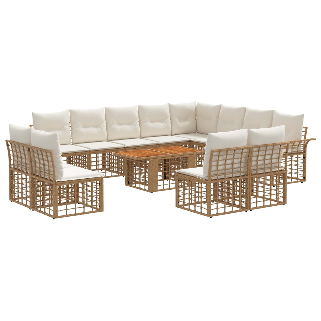 Havesofa Sæt 13 stk. Naturlig og Creme Hvid polyrattan