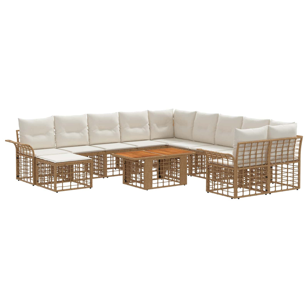 Havesofa Sæt 12 stk. Naturlig og Creme Hvid polyrattan