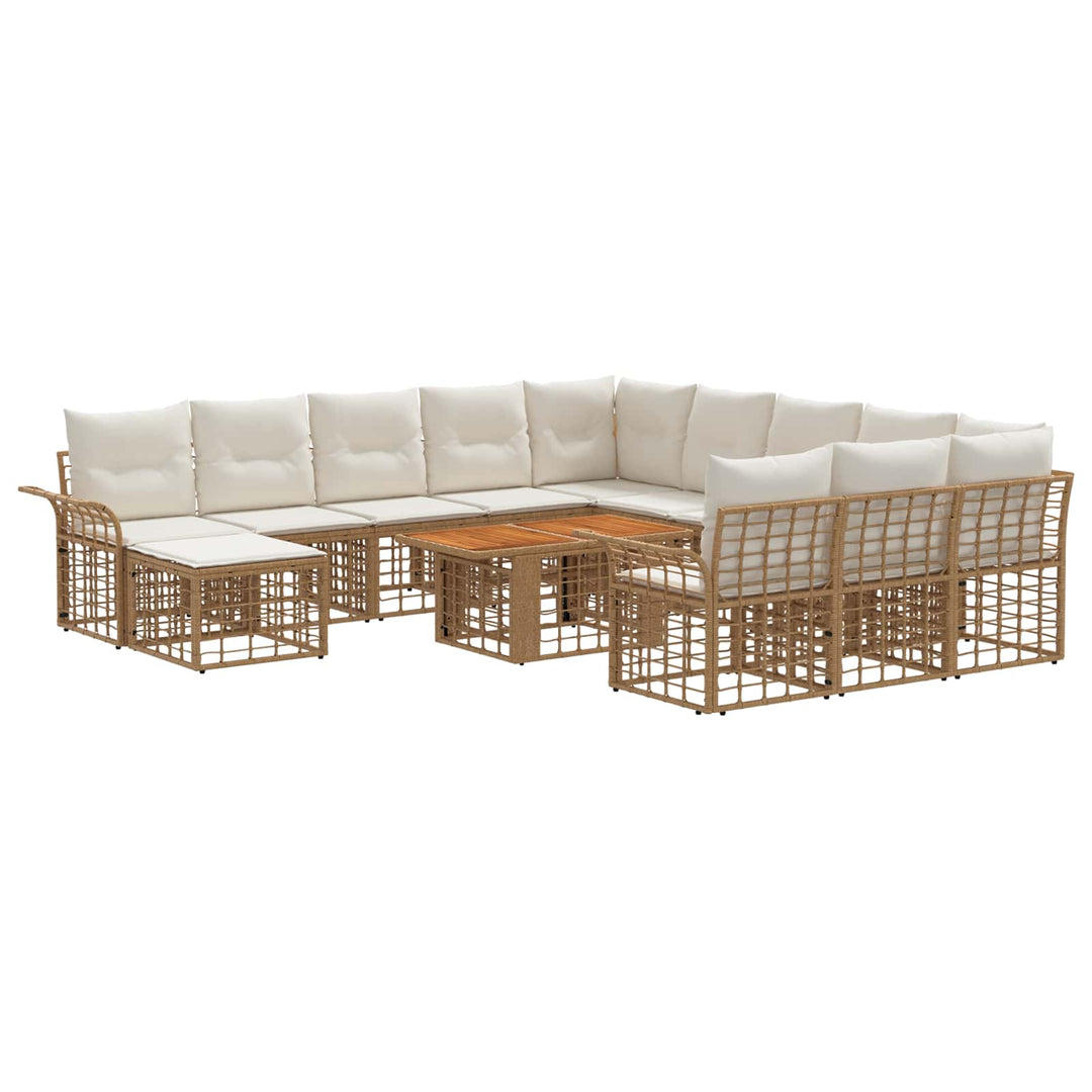 Havesofa Sæt 13 stk. Naturlig og Creme Hvid polyrattan