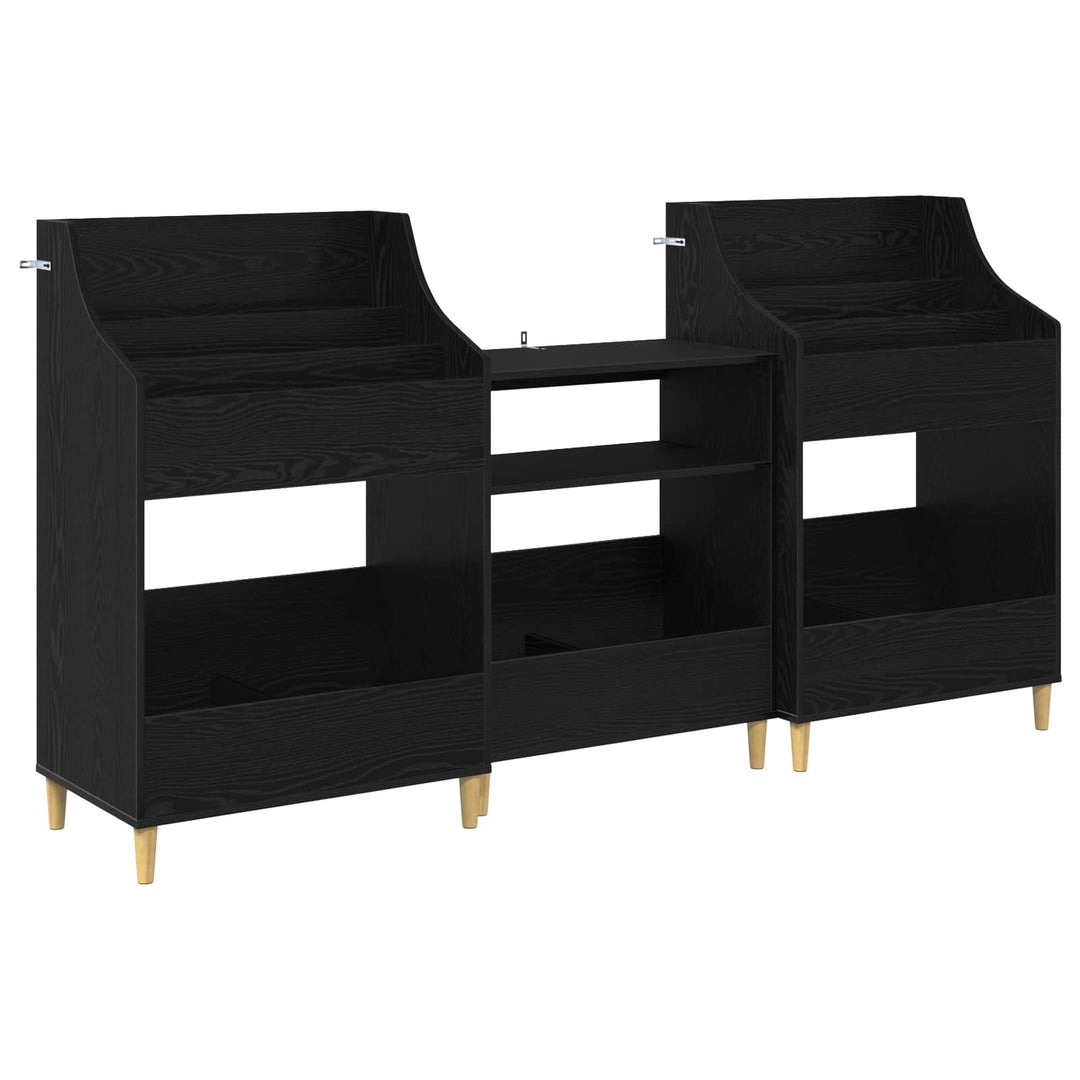 Mediehylle Sæt 3 stk. Sort eg 212 x 46 x 112 cm Konstrueret træ