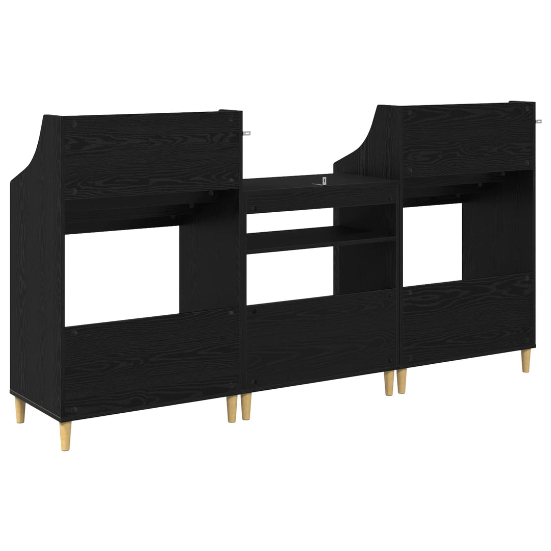 Mediehylle Sæt 3 stk. Sort eg 212 x 46 x 112 cm Konstrueret træ