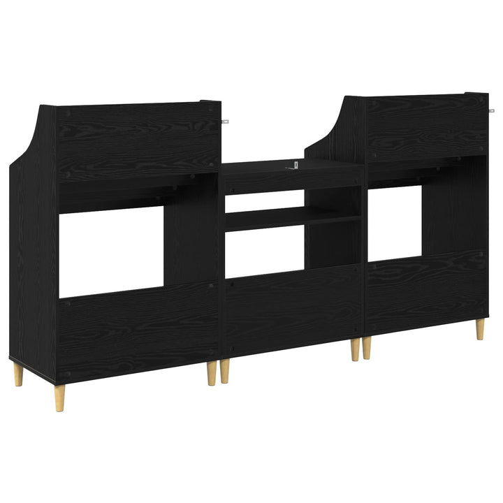 Mediehylle Sæt 3 stk. Sort eg 212 x 46 x 112 cm Konstrueret træ