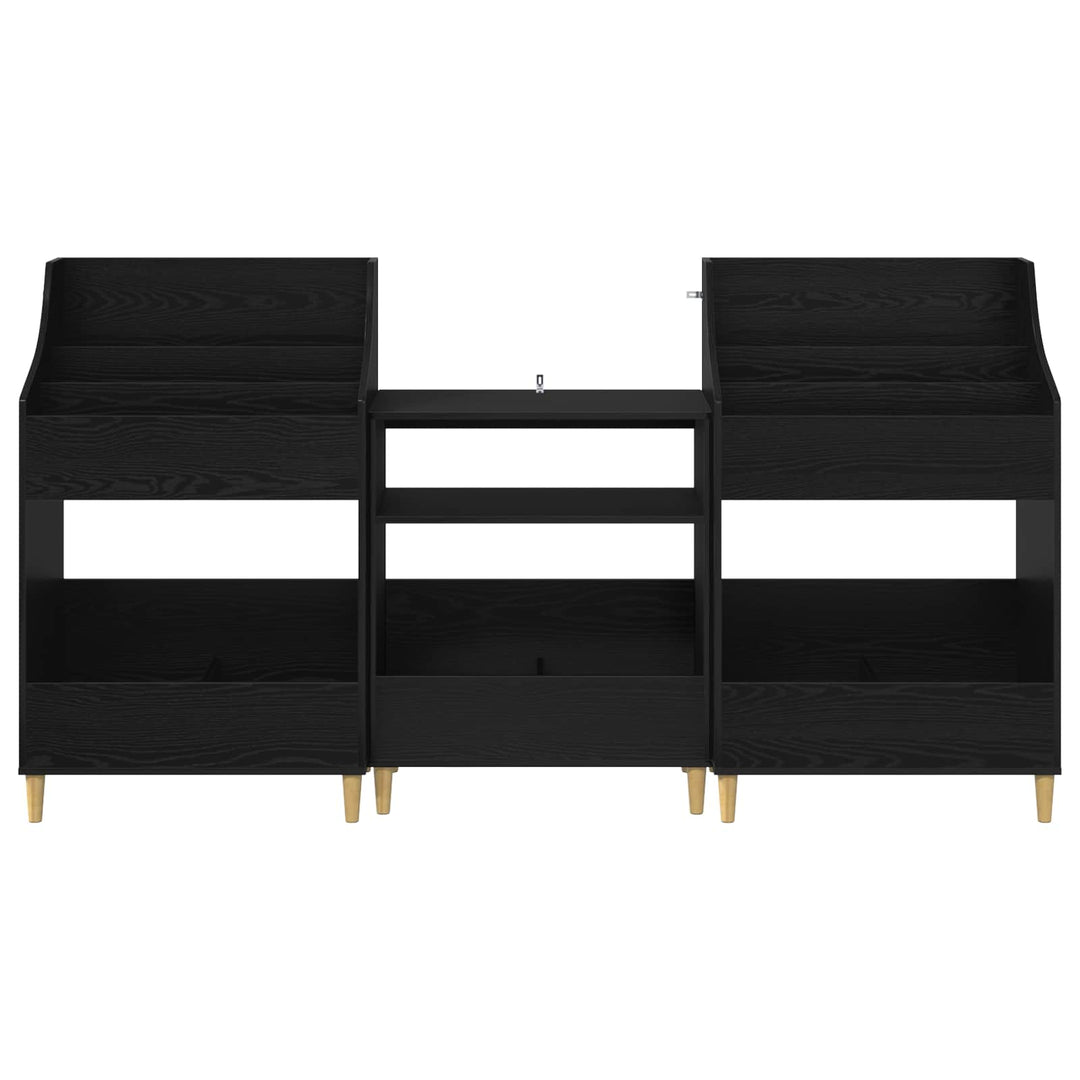 Mediehylle Sæt 3 stk. Sort eg 212 x 46 x 112 cm Konstrueret træ