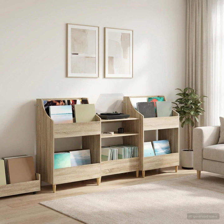 Mediehylle Sæt 3 stk. Sonoma-eg 212 x 46 x 112 cm