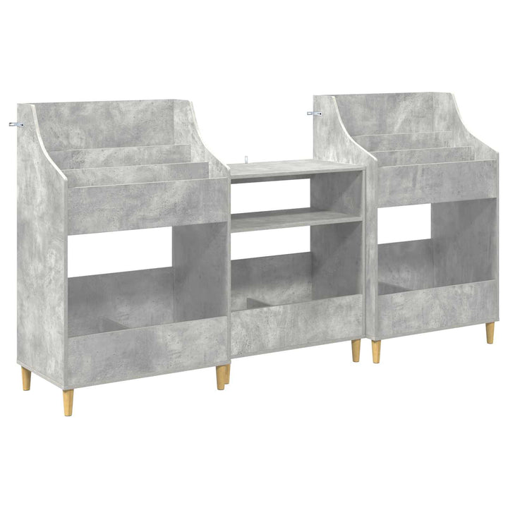 Mediehylle Sæt 3 stk. Betongrå 212 x 46 x 112 cm