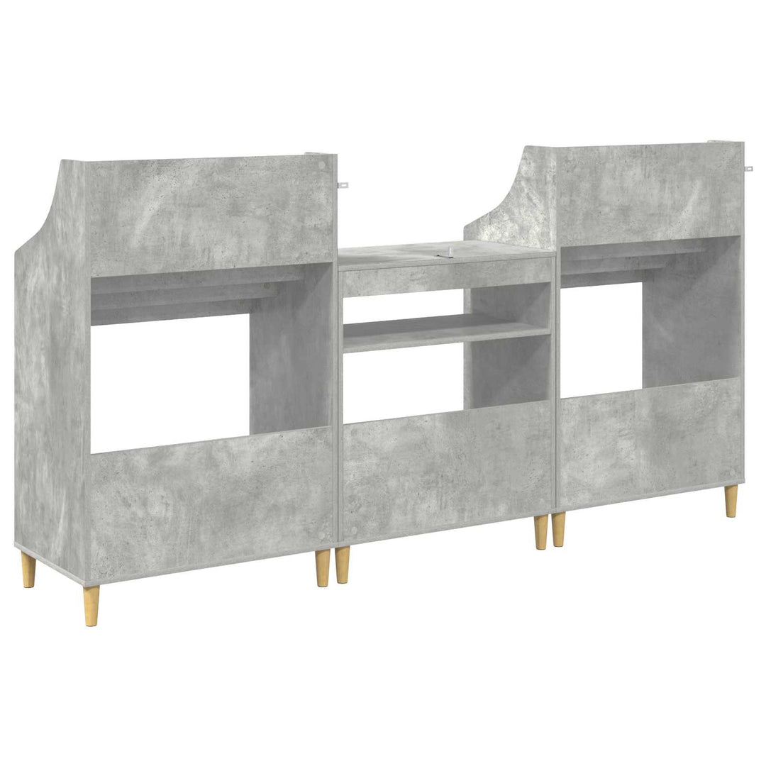 Mediehylle Sæt 3 stk. Betongrå 212 x 46 x 112 cm