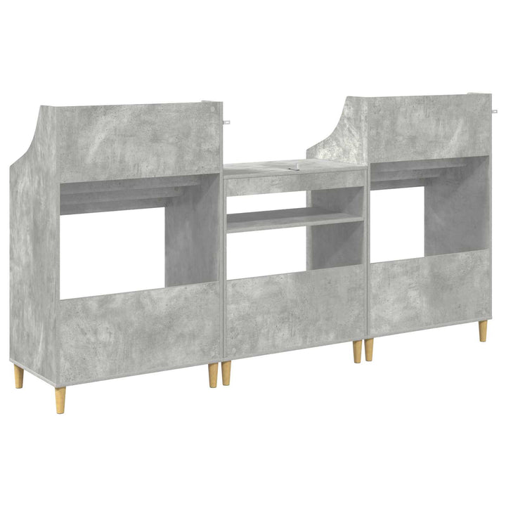 Mediehylle Sæt 3 stk. Betongrå 212 x 46 x 112 cm