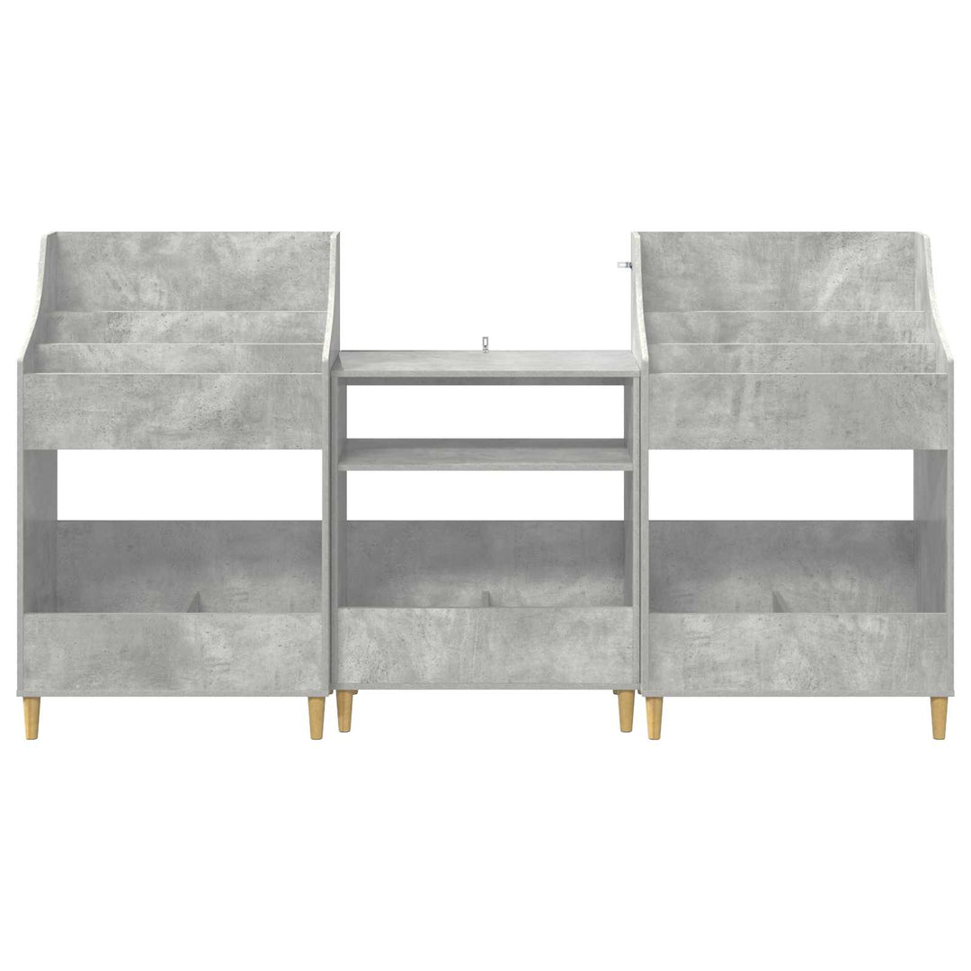 Mediehylle Sæt 3 stk. Betongrå 212 x 46 x 112 cm