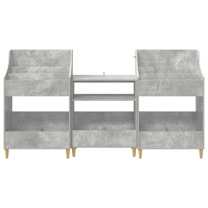 Mediehylle Sæt 3 stk. Betongrå 212 x 46 x 112 cm