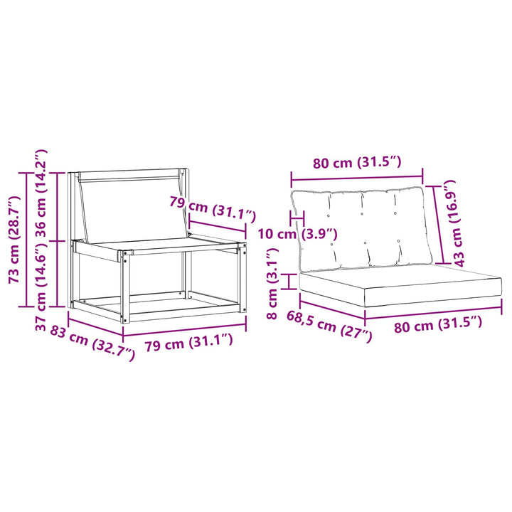 Udendørs sofagruppe Massiv akacietræ og Textilene Naturfarvet