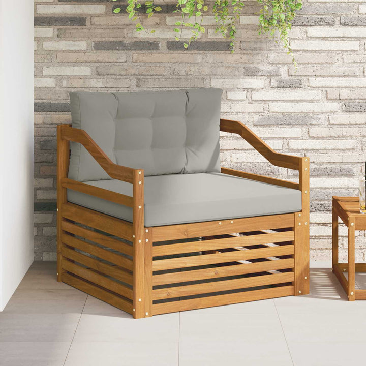 Udendørs sofa Solid Acacia Wood Naturfarvet og lysegrå