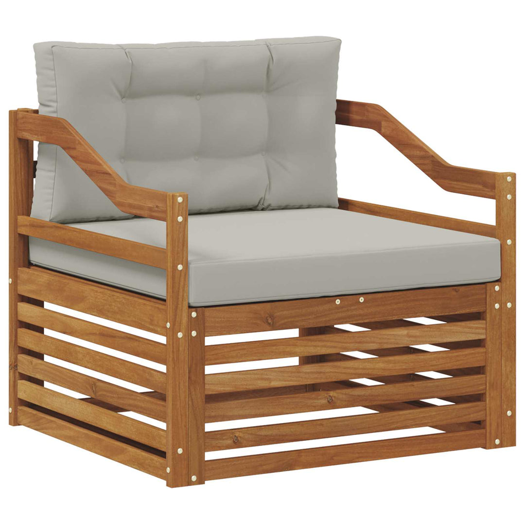 Udendørs sofa Solid Acacia Wood Naturfarvet og lysegrå