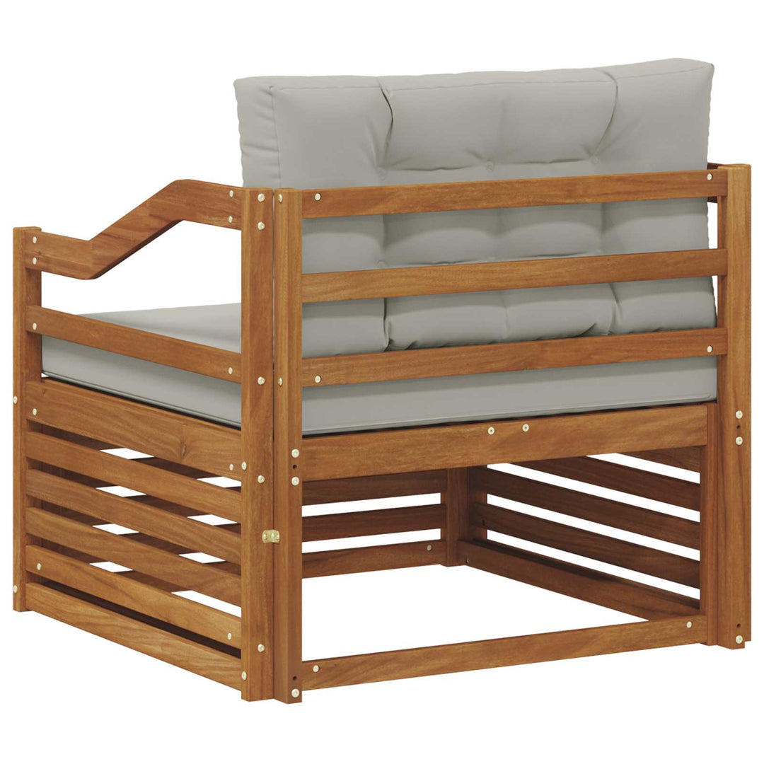 Udendørs sofa Solid Acacia Wood Naturfarvet og lysegrå